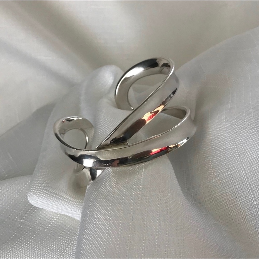 Sterling Silver wide twist cuff bracelet
